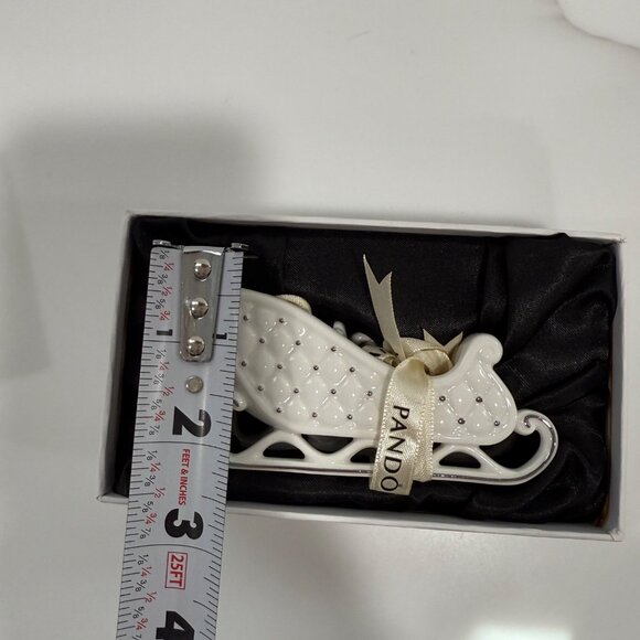 Pandora 2014 Limited Edition Porcelain Sleigh Ornament with Box Ivory Silver - Picture 10 of 10